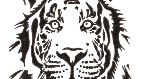 An illustration of a tiger's face.