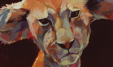 Painting of a lion cub.