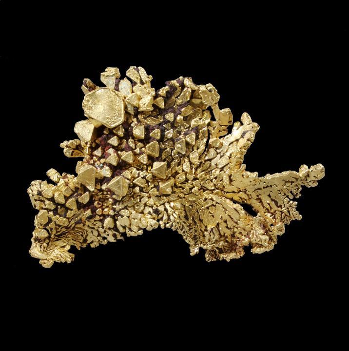 Gold on black background.