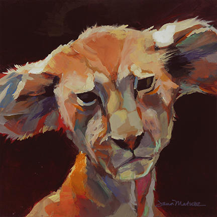 Painting of a lion cub.