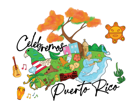 A colorful illustration reading 'Celebremos Puerto Rico'.
