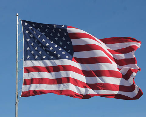 American flag waving in the wind